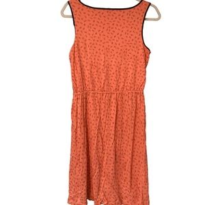 LOFT Knit Print Dress Medium Peach & Black Elastic Waist Tank Blouson Sleeveless